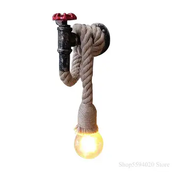 

Retro Hemp Rope Water Pipe Wall Lamp Clothing Store Staircase Industrial Decor Hemp Rope Wall Sconces Lamp Luminaria Led Wall
