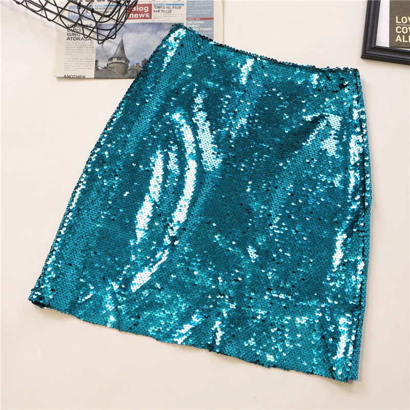 Womens Skirts Gold Sequined Mini Skirt Bodycon Pencil Skirt Short Wrap Skirt for Office Lady Party Girl Skirt