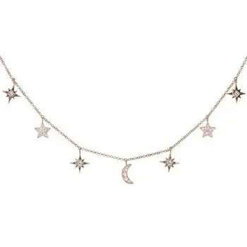925 sterling silver Jewelry Love moon star Necklaces & Pendants Chain Choker Necklace Collar Women Statement Jewelry Bijoux