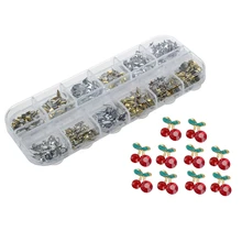 600 шт Vogue женские 3D акриловые сплава DIY украшения гвоздики для нейл-арта заклепки и 10 шт блестящие 3D вишня форма ногтей гвоздики со стразами