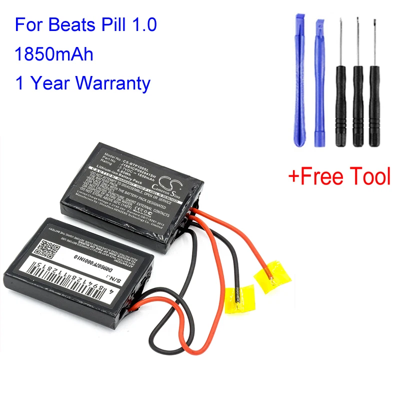 Cameron Sino J188/ICP092941SH For Beats Pill 1.0 1850mAh CS-BTP100SL Bluetooth Replacement Speaker Battery Batteria Lautsprecher |
