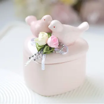 

10pcs Creative ceramic love bird candy box wedding gift candy box wedding supplies free shipping