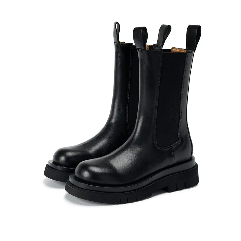 Botines Chelsea de lujo para mujer, botas gruesas con plataforma y tacón grueso, de diseñador de marca, para invierno, nuevos