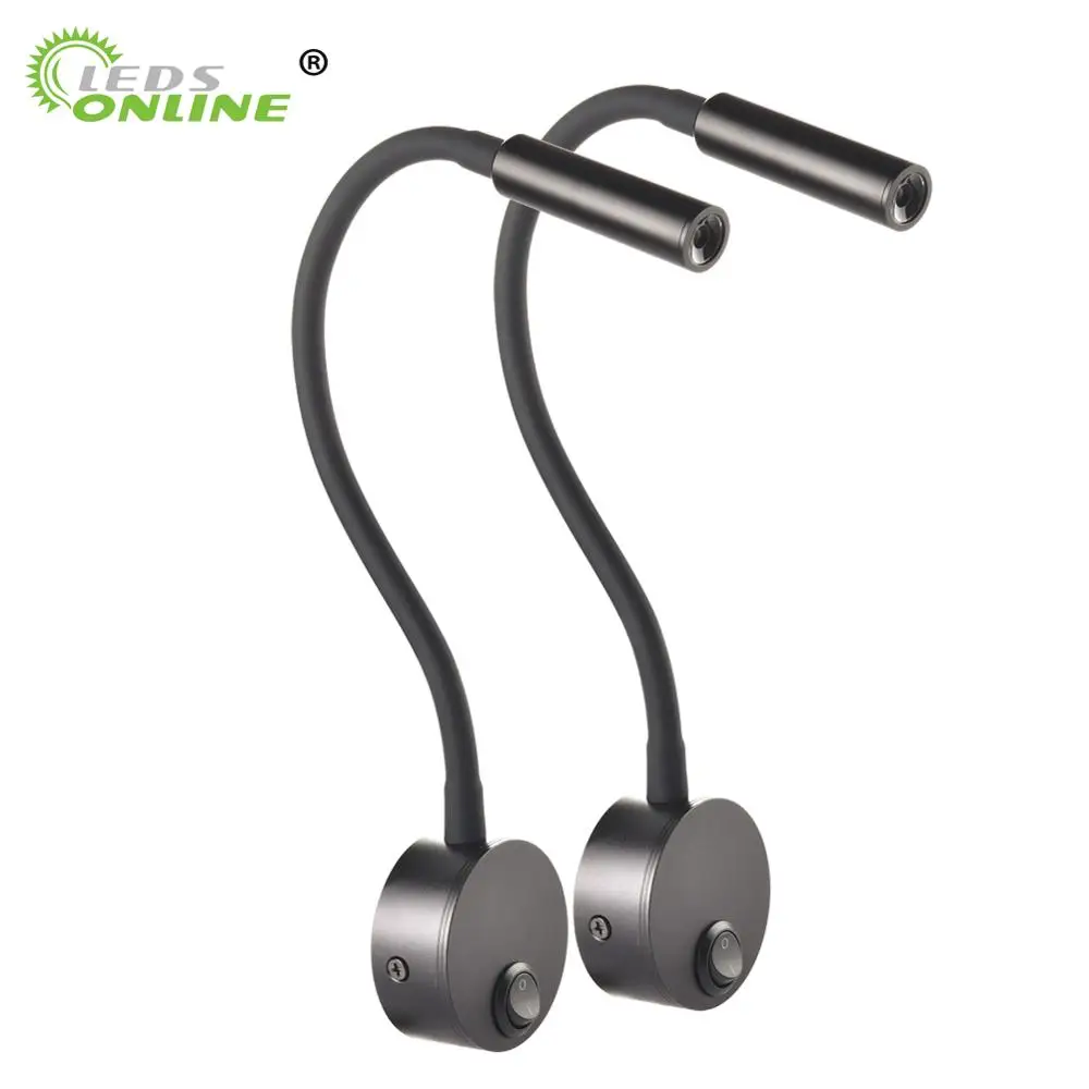  2pcs New Design Reading Lamp LED Wall lamp 3W for Bedside Study Book Lamp Black Silver White wall l - 4000297370828