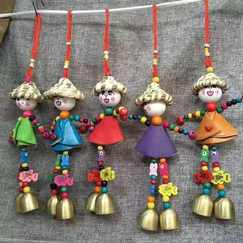 Scarecrow Wind Chimes Sunny Day Dolls Creative Colorful Embroidered Wind Chime Fashion Chinese Style Garden Home Decor Crafts