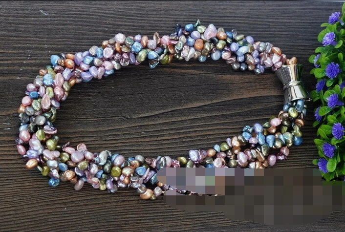free 07752 natural multi color keshi FW Pearl Necklace&bracelet set(A0423