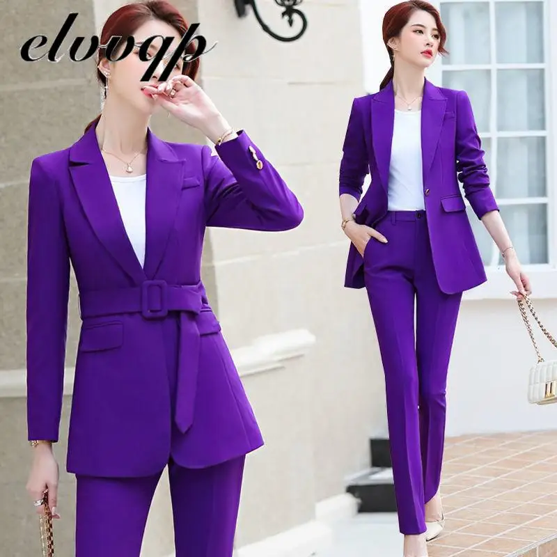 Vintage Spring Autumn Women Pant Suit 