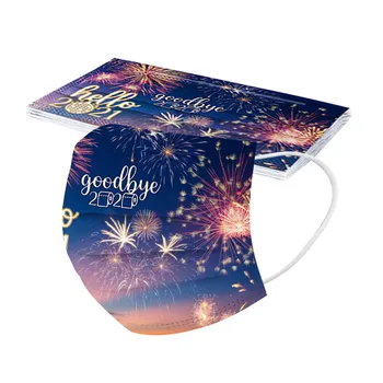 

10pcs Adult Goodbye 2020 Fashion Mask Three Layer Non-woven Breathable Face Masks 2021 Happy New Years Disposable Mask Mascaras