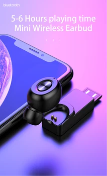 

Wireless Bluetooth Earplug Earphone With USB Magnetic Charger Brass Ring Speaker Office Travel Driving Headphone Head TXTB1