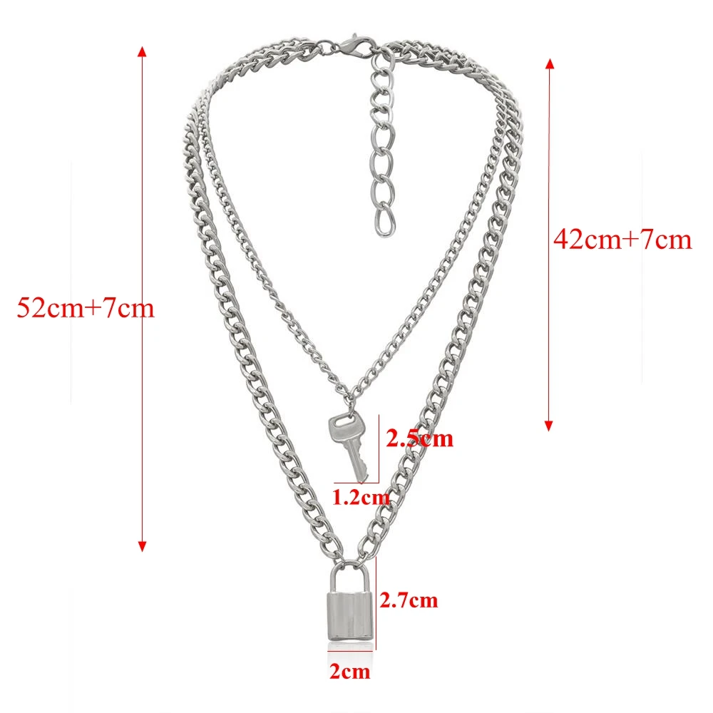 Модное ожерелье-чокер с замком, многослойная цепочка на шею с замком, Панк ювелирные изделия, Mujer, подвеска с замком для ключей, ожерелье для женщин, подарок
