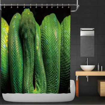 

Green Tree Python Shower Curtain,143937 with Hooks,36''W x 72''H