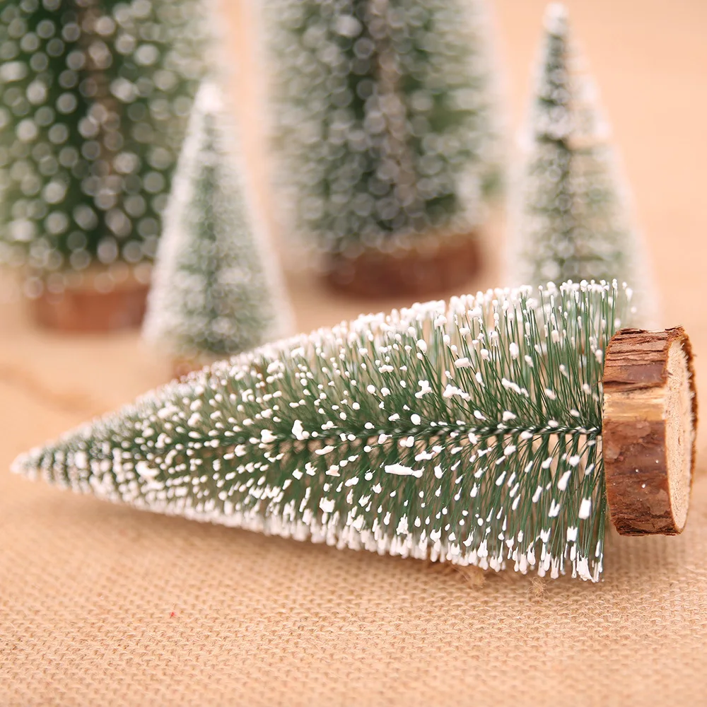 1 шт. мини-елка сосновая игла Флокирование белый кедр Настольный маленькое Рождественское дерево украшения DIY макет сцены
