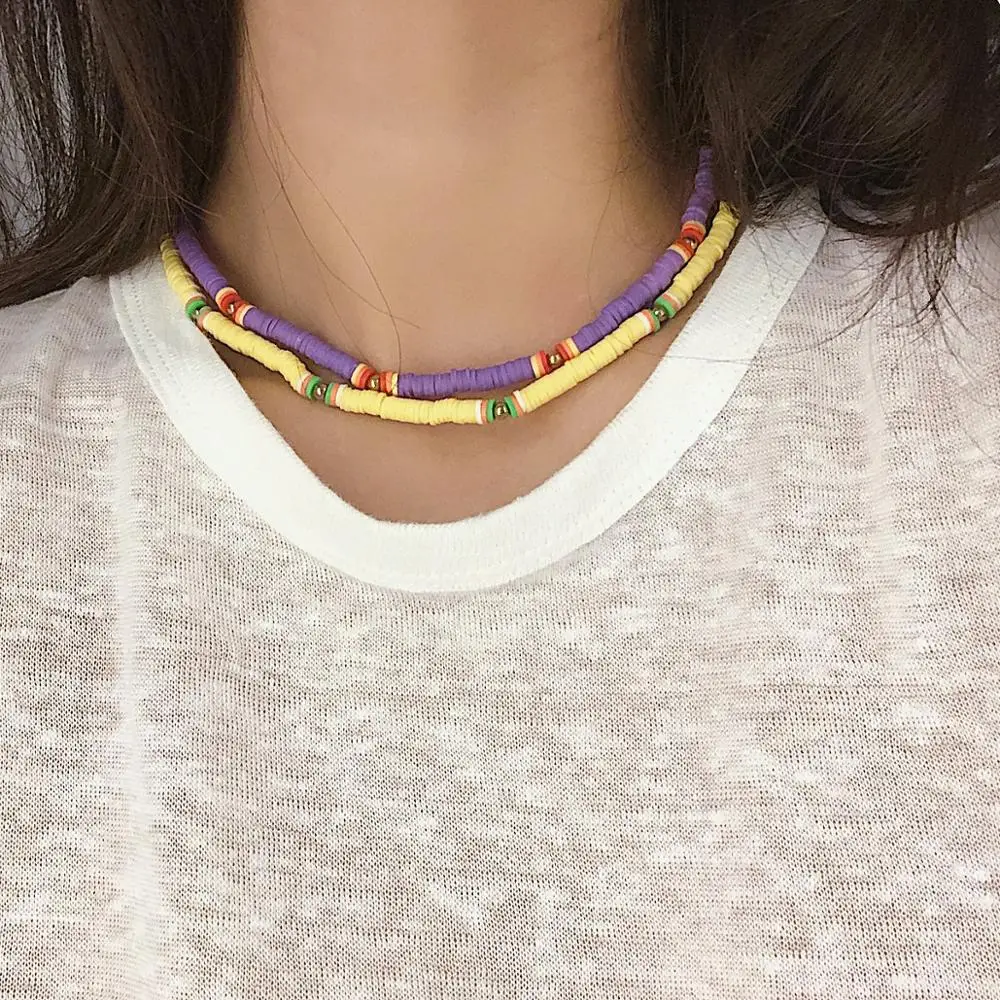 

2019 new boho Handmade Multicolor Choker Necklaces For Women Charm Resin Pendant Necklace Bohemain Ethnic Jewelry collier femme