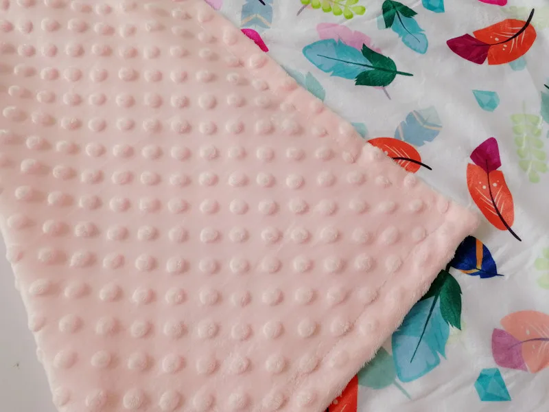 75120cm Color Feather Print Baby  Blanket Swaddling Fleece Newborn Receiving Blanket Stroller Bedding Quilt Minky Blanket  (2)
