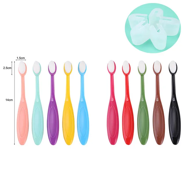 5 db/Állítsa Be A Kis Sima Keverékkeféket Puha Szivárványos Rajzfestés Kefék Hordozható Fogkefe És Sapkák Tinta Alkalmazás Szerszámok