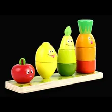 Деревянные фрукбесплатная, интеллектуальное здание, блоки, детские игрушки, фрук, свайная башня, Мультяшные фрукты, куклы, детские игрушки