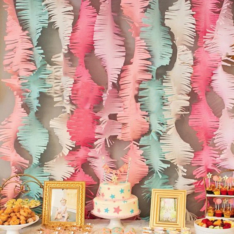 Tiras verticales de papel crepé, diseño de fondo de flores para de cumpleaños en espiral para adornos, decoración escenario, de papel|Decoraciones DIY de fiestas| - AliExpress