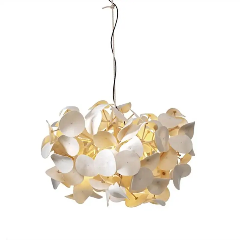 

Nordic Creative Fabric Flower Chandelier Modern Led Chandeliers Rustic Bar Bamboo Hanging Lamp Hotel Restaurant Deco Luminaria