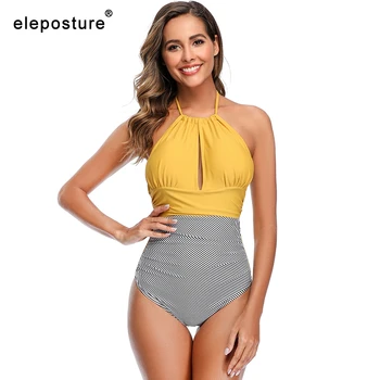 

One Piece Swimsuit Women 2020 New Plus Size Swimwear Push Up Monokini Patchwork Bathing Suit Summer Beach Wear Swimming Suit 2XL