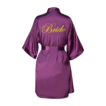 

Cheap Purple Satin Bridal Gown Robe Women Summer Casual Faux Silk Sleepwear