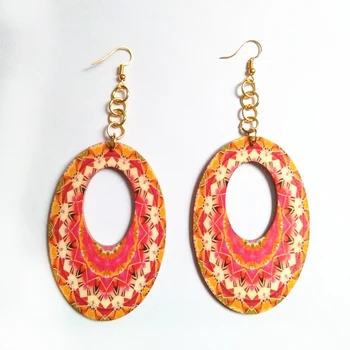 

Wood Love Round Drop Earrings Women Drop Earrings Fashion Jewelry Eardrop Personality Hollow Hoop Earrings