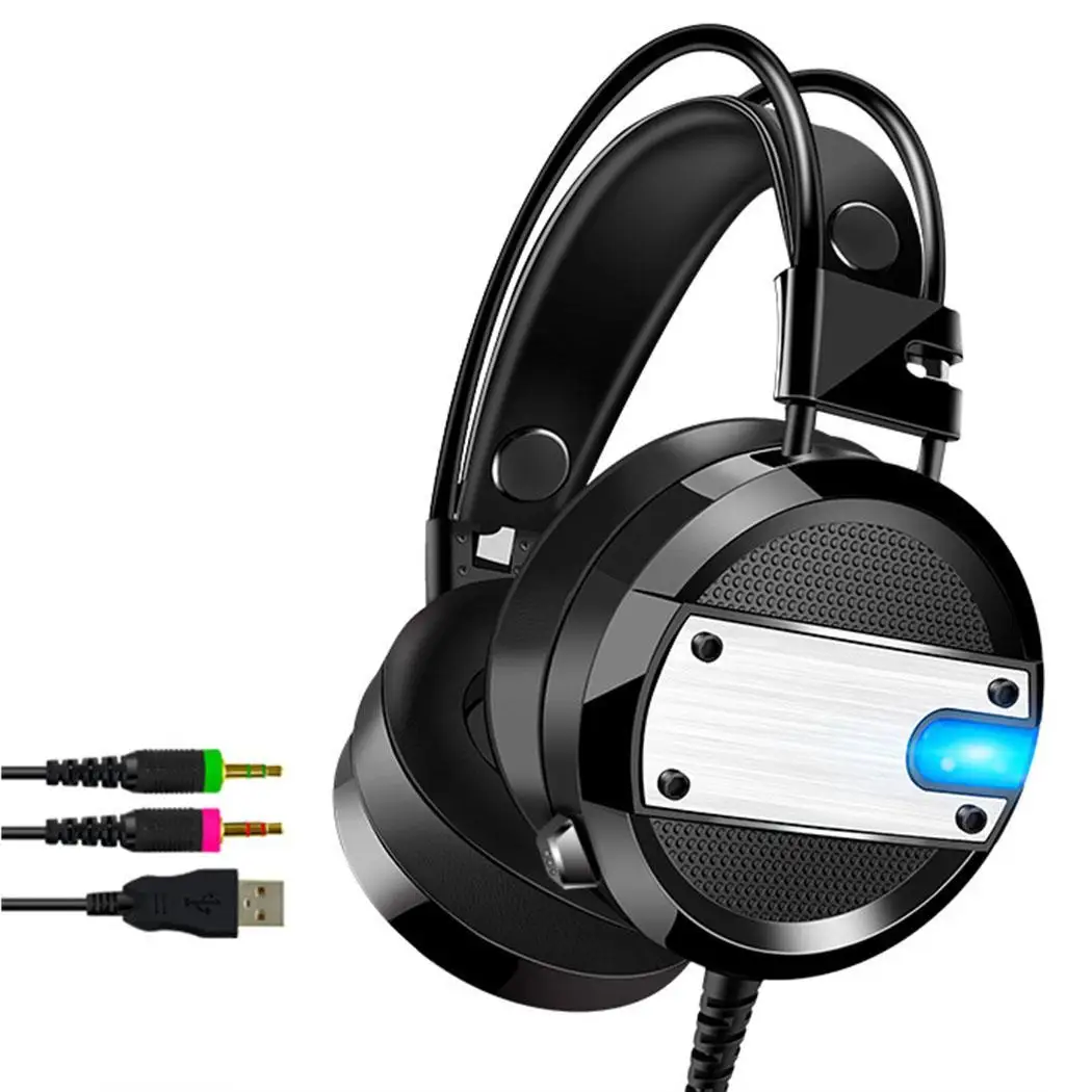 Gaming Headset A60 Subwoofer Headset Noise Reduction 32 20-20000Hz Wired 3.5mm Headphones 2.2m PC 100dB/mW 50mm