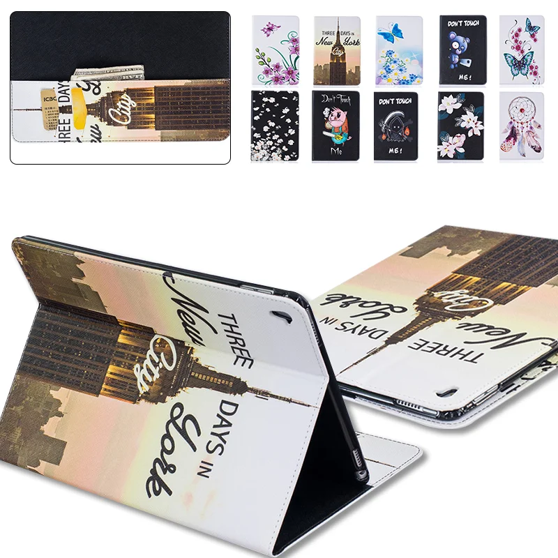 

For Funda iPad Mini 4 Case print Dreamcatcher & cute bear Flip Stand PU Leather Cover Case for ipad Mini 4 with Soft TPU Shell