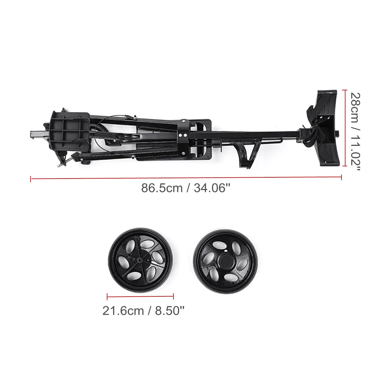 Golf Pull Cart Iron Black Adjustable Golf Trolley Cart 2 Wheels Push Pull Aluminium Alloy Foldable Trolley With Brake