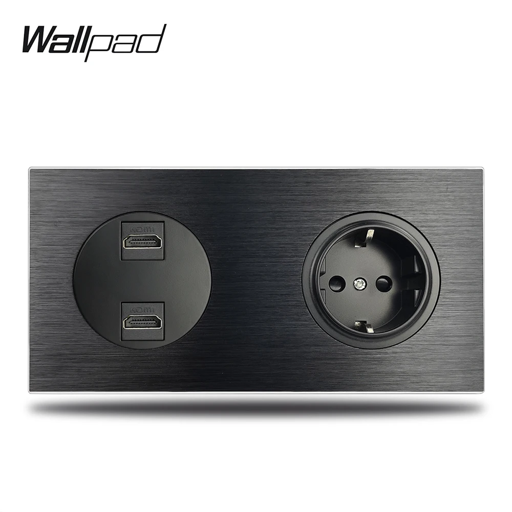Wallpad двойная розетка HDMI 3 0 с европейской немецкой розеткой Электрическая круглая