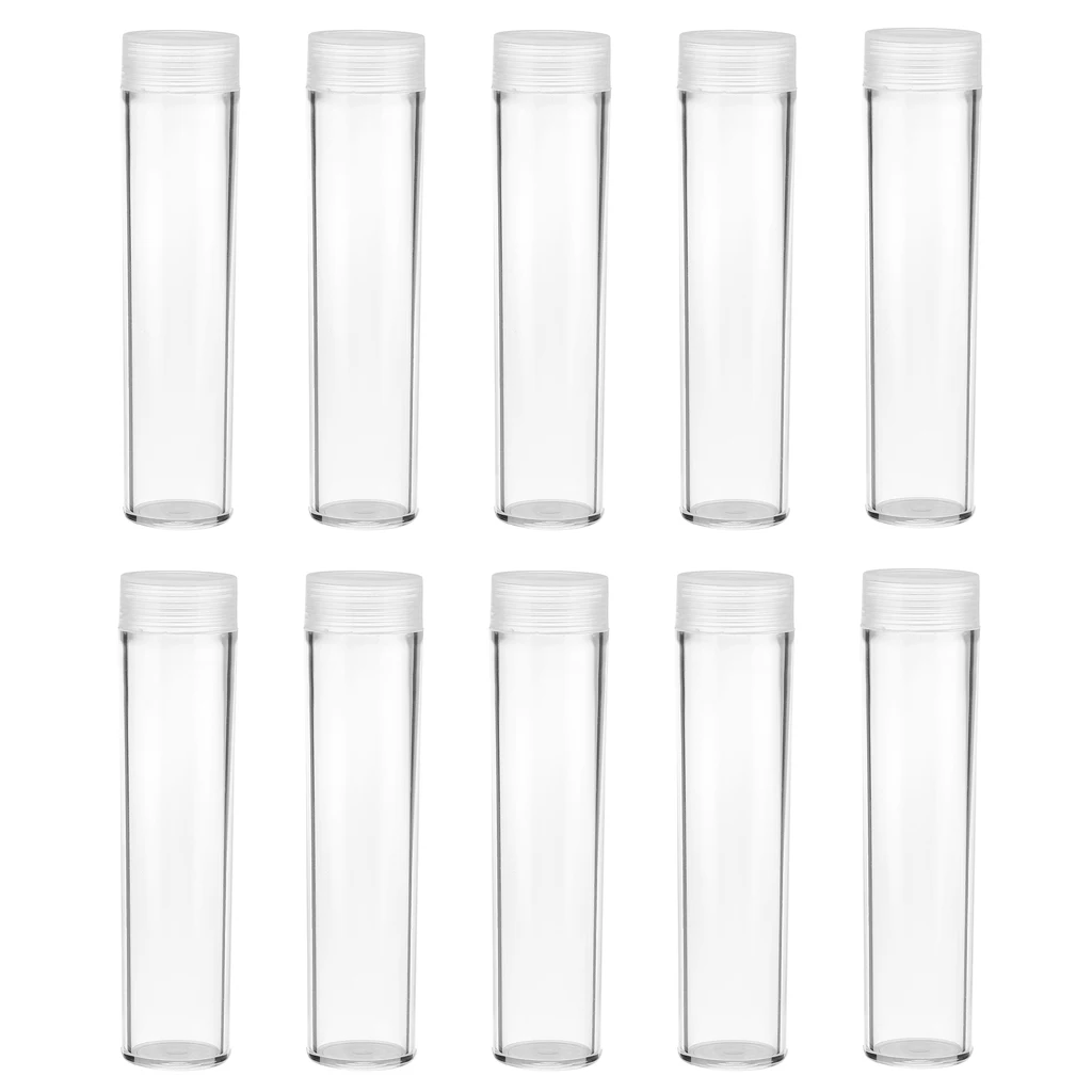 10Pcs Clear Coin Capsules Containers Box Holders Coin Storage Tube Coin Collecting Sorting Organizer - 22.9mm Diameter