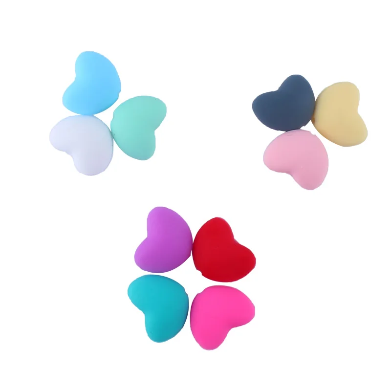 

10pcs Food Grade Silicone Beads Love Heart Soft Mini Beads for DIY Teether Necklace Bracelet Soother Teething Pacifier Clip Chai