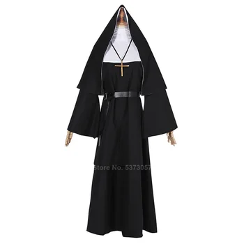 

Ghost Nun Scary Costumes for Women Halloween Carnival Vintage Middle Ages Priest Missionary Clothing Set Stage Performance