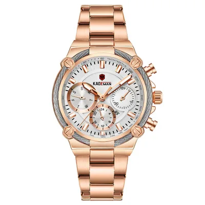 KADEMAN женские модные часы, Роскошные водонепроницаемые кварцевые часы для мужчин, Топ бренд, золотые полностью стальные повседневные женские наручные часы Relogio - Цвет: gold white