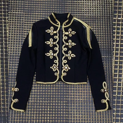only coat Модная женская одежда, черная с золотыми бусинами, с длинным рукавом, Бандажное пальто, куртка на молнии, Клубная одежда, повседневная, Verano, вечерние - Цвет: only coat