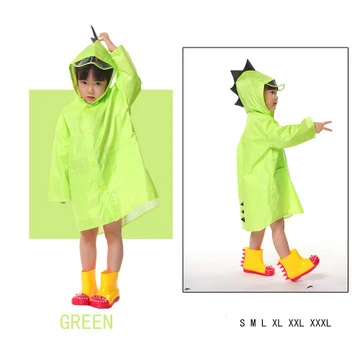 Плащ-дождевик с динозавром для маленьких детей, водонепроницаемый, ветрозащитный, пончо, плащ с рисунком для детей 2-6 лет - Цвет: green