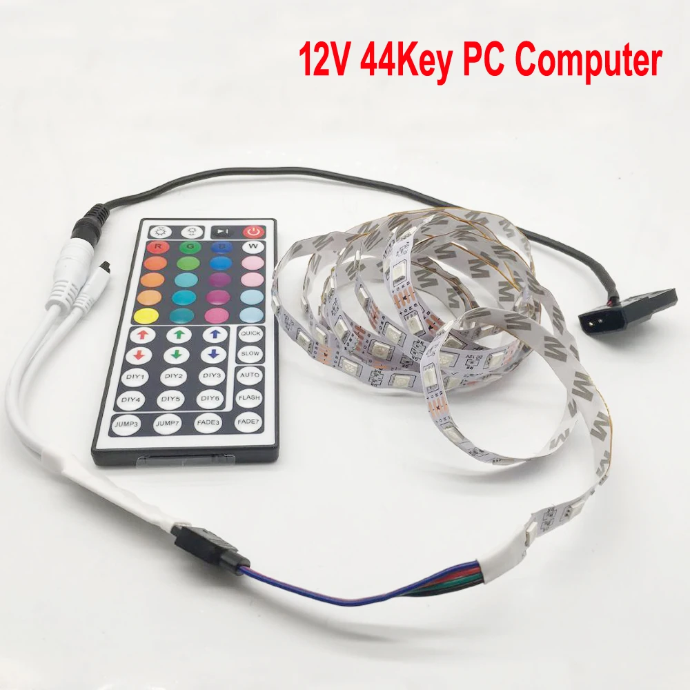 50CM/1M/2M 12V 5050 RGB LED Strip Light for PC Computer Case SATA Power  Supply Interface Fixed _ - AliExpress Mobile