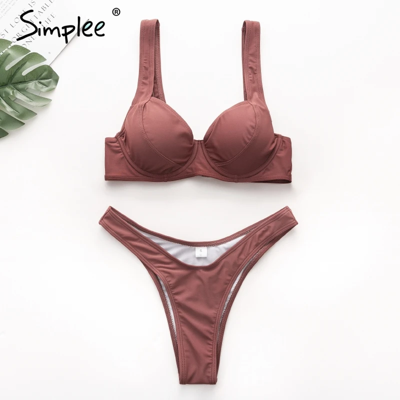 Комплект бикини Simplee размера плюс с пуш апом женский летний пляжный купальник