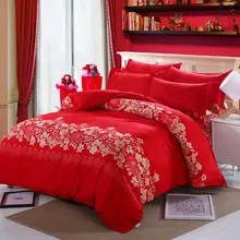  WOSTAR Red rose love heart printed duvet cover bed linen super cozy wedding decorative luxury double bed king size bedding set 