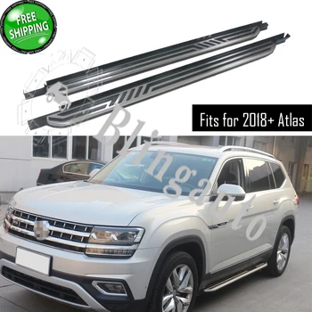 شراءيناسب VW Volkswagen Teramont أطلس 2018 2019 2020 2 قطعة اليسار اليمين الألومنيوم تشغيل مجلس الجانب Nerf خطوة بار دواسة حامي