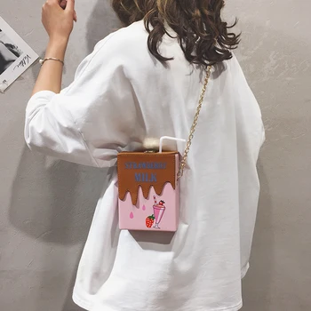 

On the new milk box single-shoulder bag small fresh lovely strawberry taste personality crossbody bag soft younger sister Japane