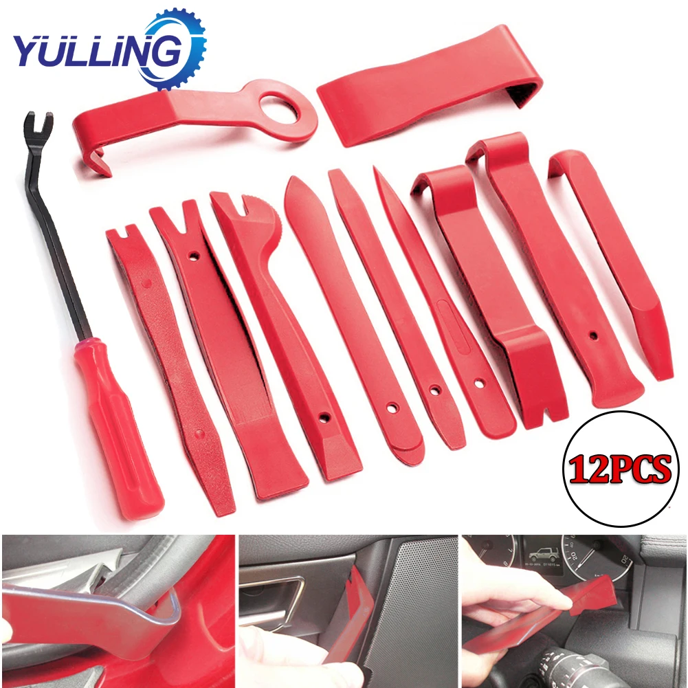 12pcs Car Radio Removal Tools Hand Tool Set Auto Door Clip Panel Trim Dash Audio Removal Installer Pry Repairing Tools Kit
