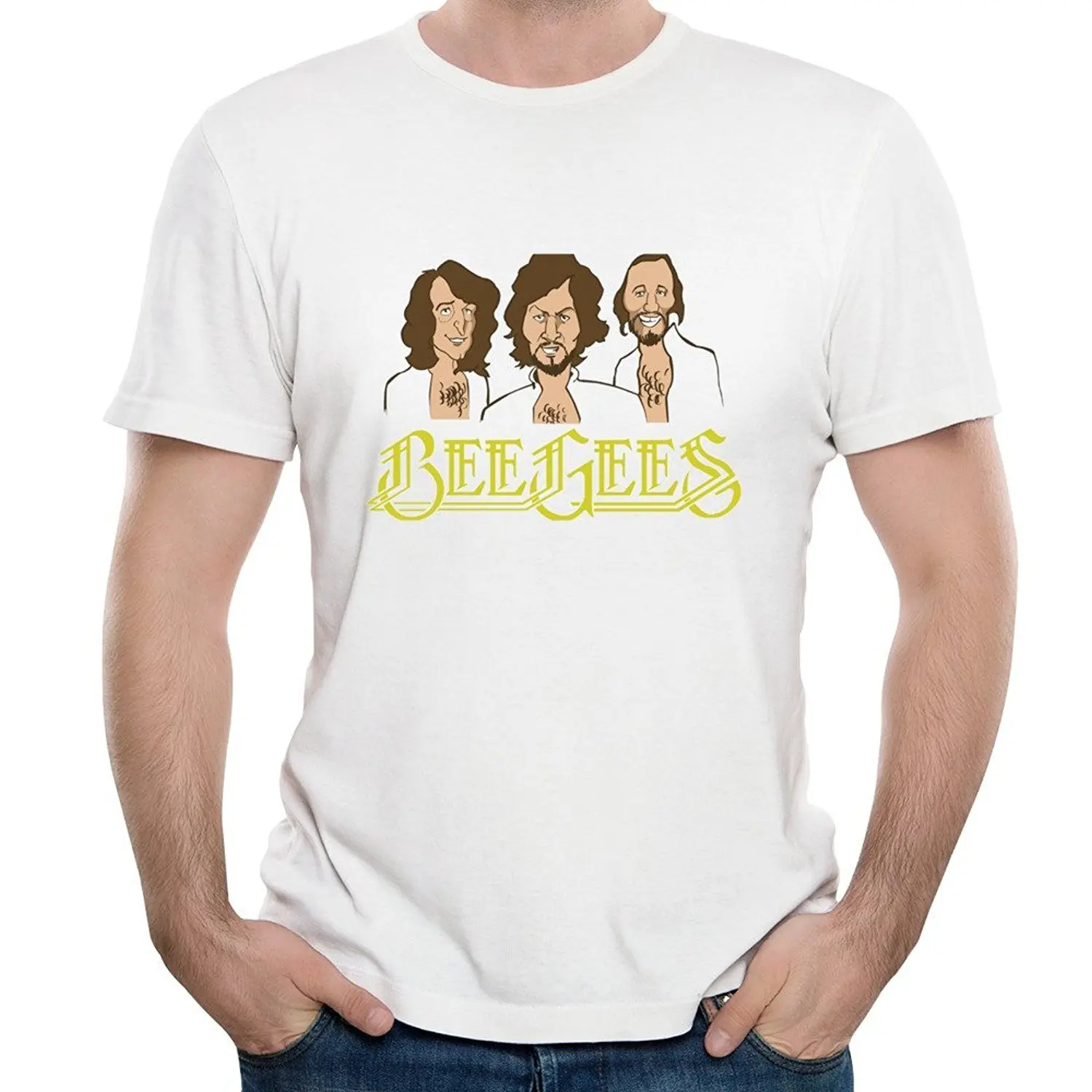 Men's Bee Gees Rock Band Album One Night Only Short Sleeve Crew Neck Top Tees |
