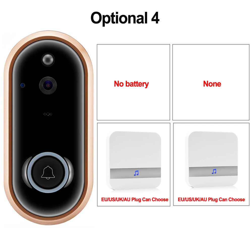 CDYCAM 1080P смарт-видео, дверной звонок беспроводная домашняя камера безопасности 2-Way Talk ночного видения PIR Обнаружение двери телефон с вилкой Chime - Цвет: Option 2