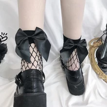

Women Fishnet Ankle High Socks Sexy Thin Summer Ruffle Mesh Lace Fish Net Socks Bow Decoration Nylon Short Socks Dropshipping