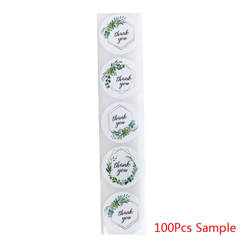 Flowers Thank You Sticker Paper Labels Round Reward scrapbooking Stickers Wedding Party decor Envelope Seals Stickers Stationery