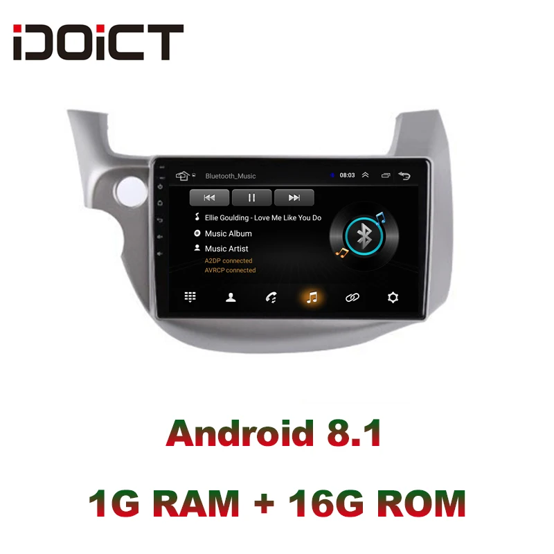  IDOICT Android 8.1 Car DVD Player GPS Navigation Multimedia For Honda Fit Jazz Radio 2008 2009 2010