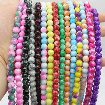 

TTBEADS Wholesale a lot 40pcs 8mm Double Color Glass Round Spacer Loose Beads Jewelry Making DIY