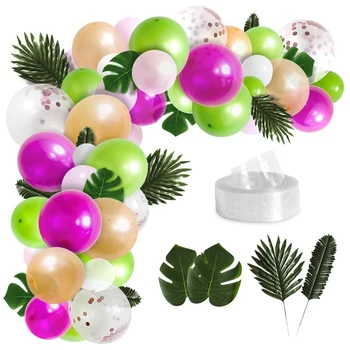 

Latex Balloons Garland Artificial Palm Leaves Theme Balloon Strip for Tropical Theme Birthday Party Decorations 89PCS