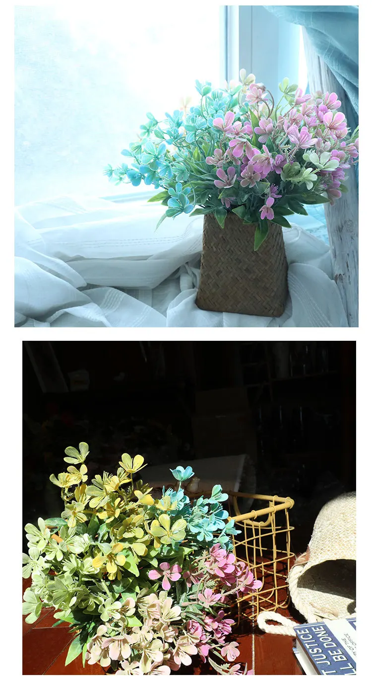 Künstliche blumen kunststoff blätter weiß fuzzy pulver hippocampus gras gefälschte pflanzen hochzeit hause dekoration anordnung zubehör – Detail 11