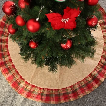 

Ruffle Lattice Design Christmas Tree Skirt 48Inch Large Sized Xmas Tree Apron Christmas Decorations Aprons